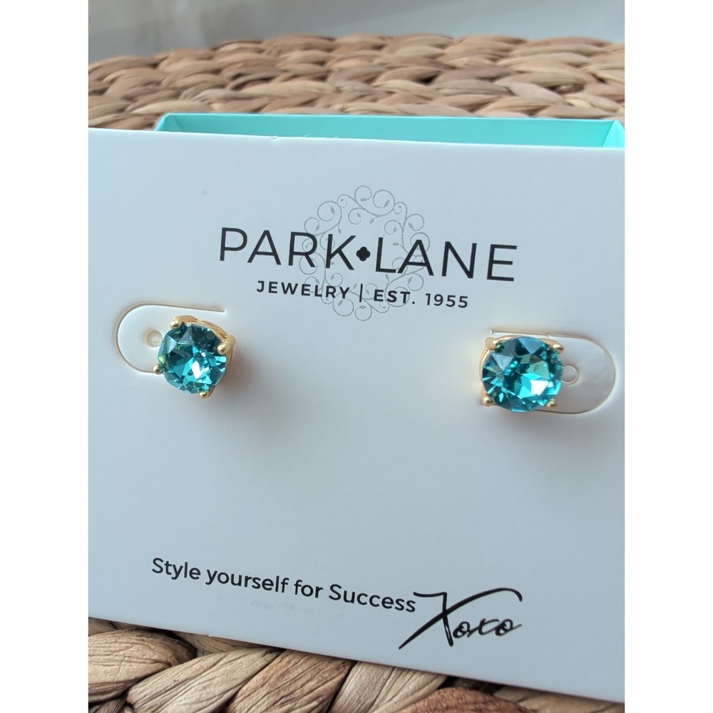 Park Lane Turquoise Impression Pierced Earrings Gold Tone NWT - Picture 2 of 3